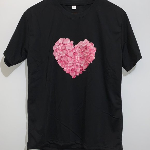 Women's Floral Heart T-Shirt - Black - Picture 2 of 4
